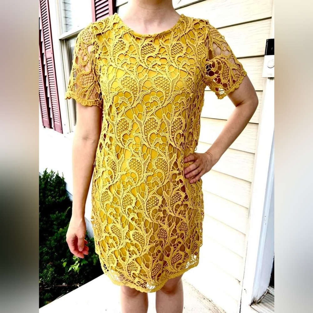 Mustard Lace Mini Dress